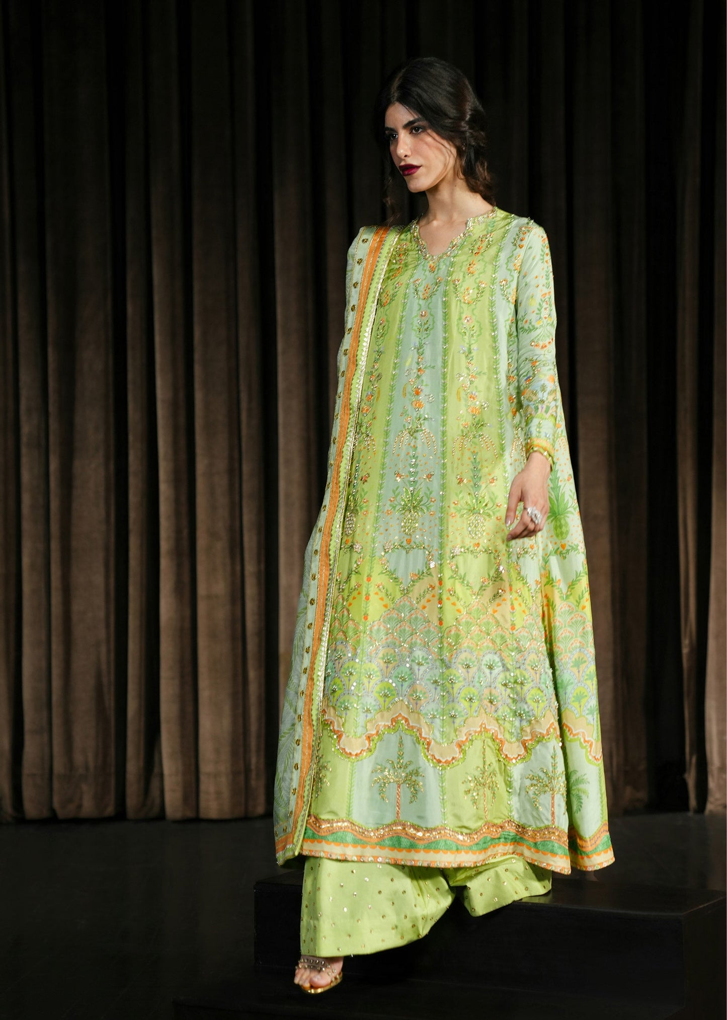 Crimson | Silk Eid Pret | Rangralli - Lime