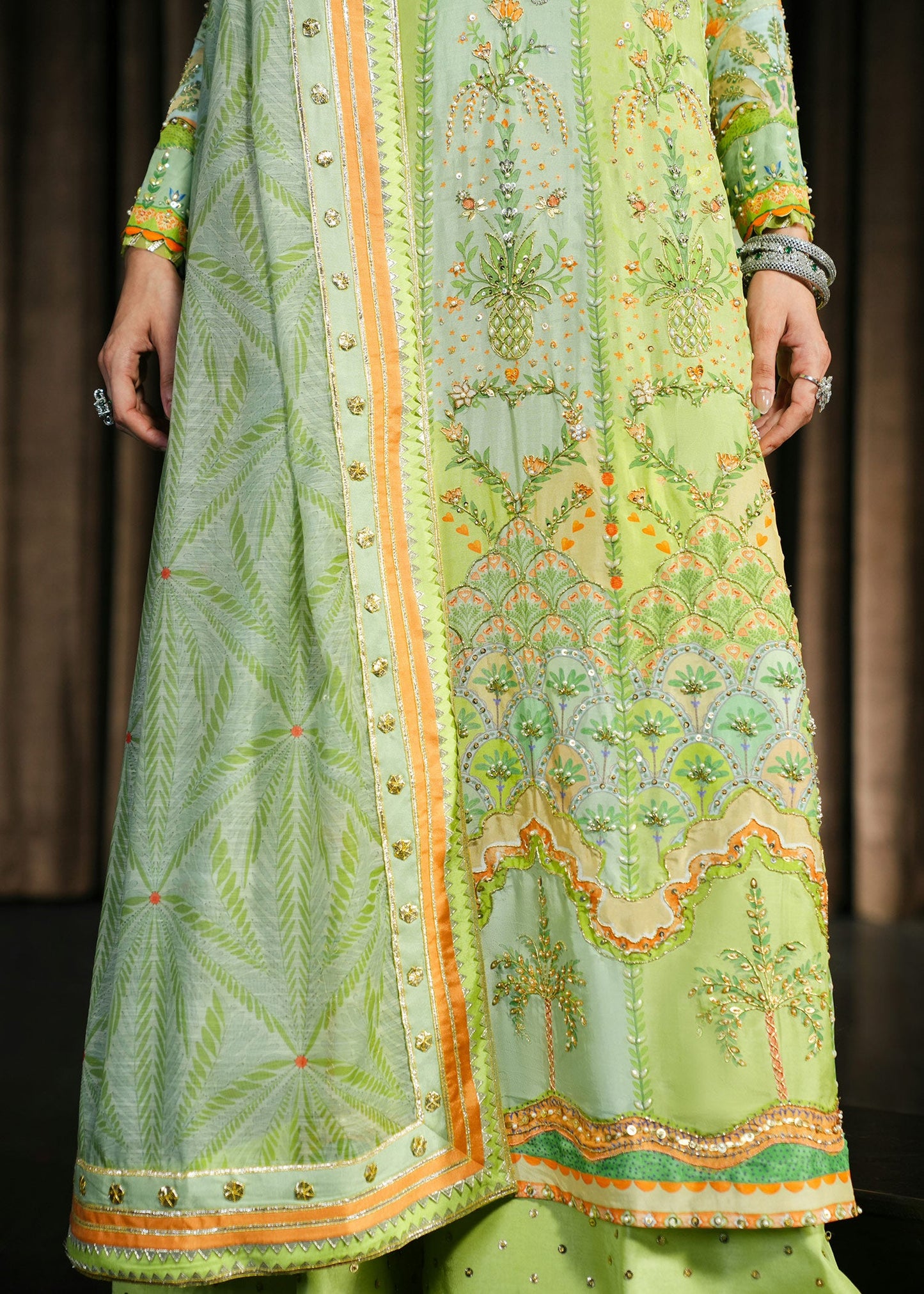 Crimson | Silk Eid Pret | Rangralli - Lime