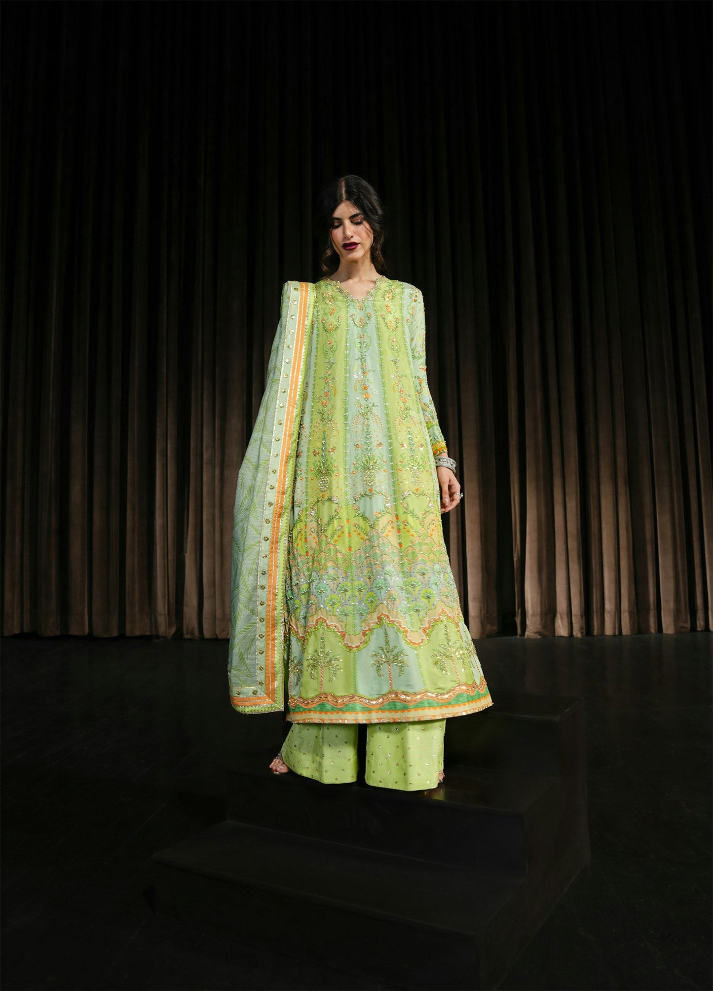 Crimson | Silk Eid Pret | Rangralli - Lime