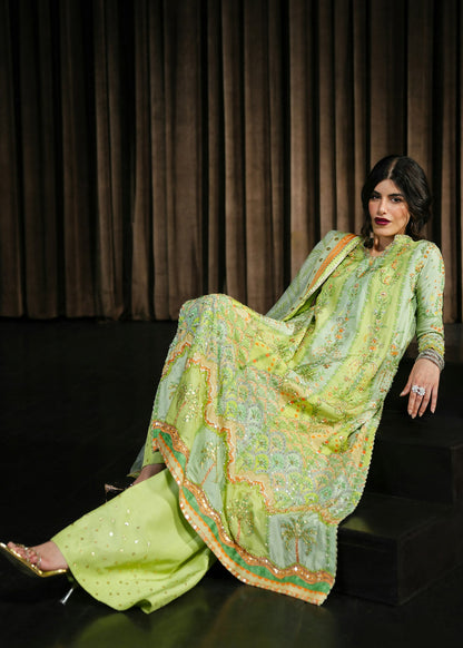 Crimson | Silk Eid Pret | Rangralli - Lime