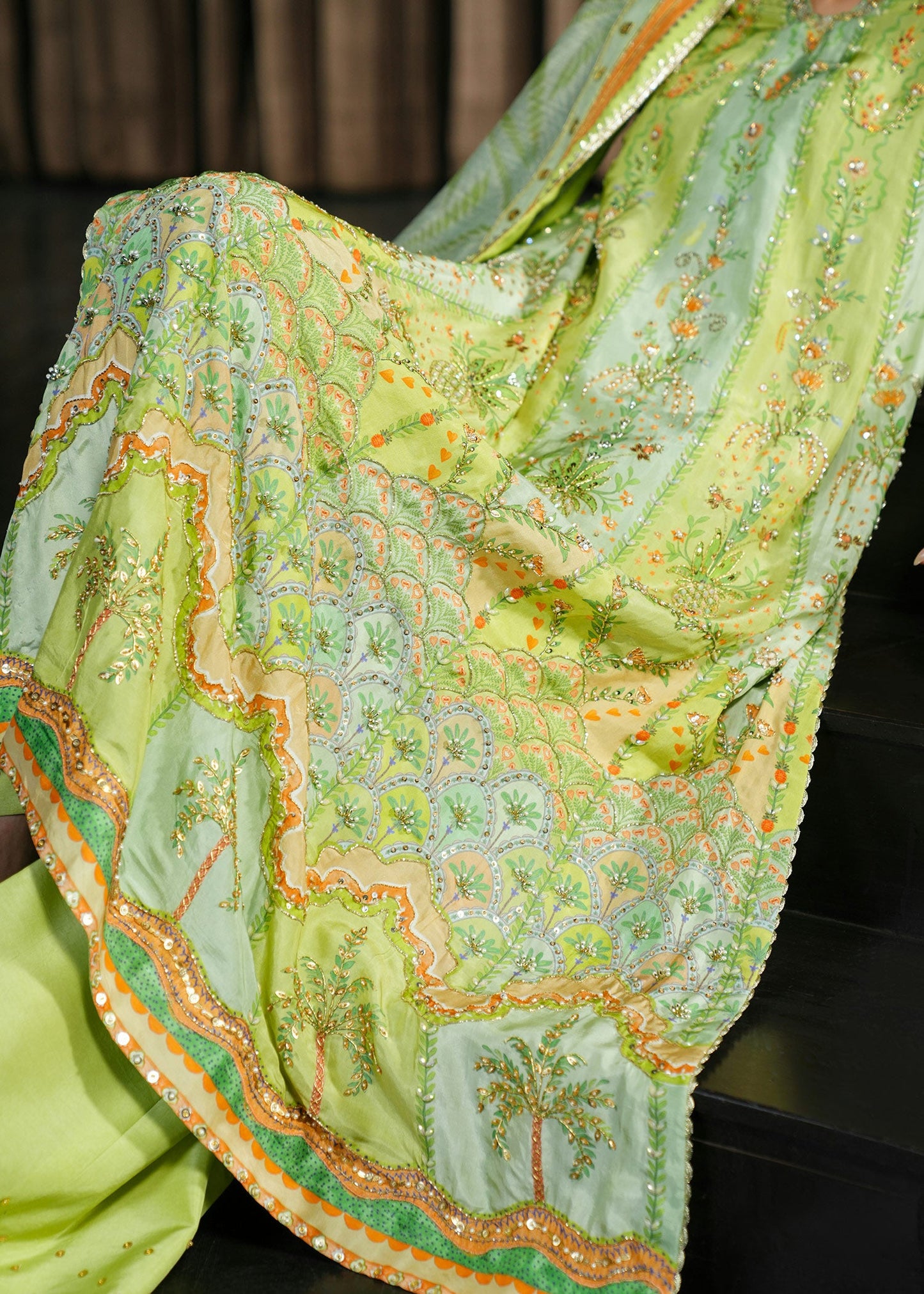 Crimson | Silk Eid Pret | Rangralli - Lime