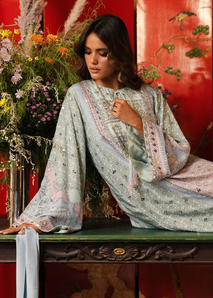Crimson | Silk Eid Pret | Jhilmil - Mint