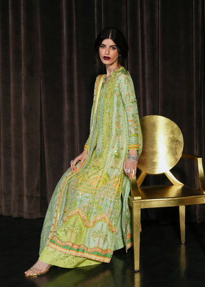 Crimson | Silk Eid Pret | Rangralli - Lime
