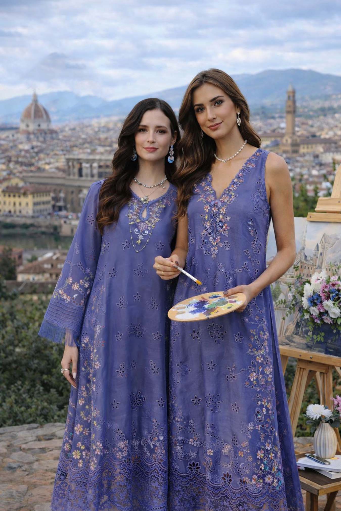 Noor by Saadia Asad | Luxury Eid Schiffli Laserkari 26 | D9 -Tropical indigo - Luxury Dress - available at Maria Faisal in UK and USA.