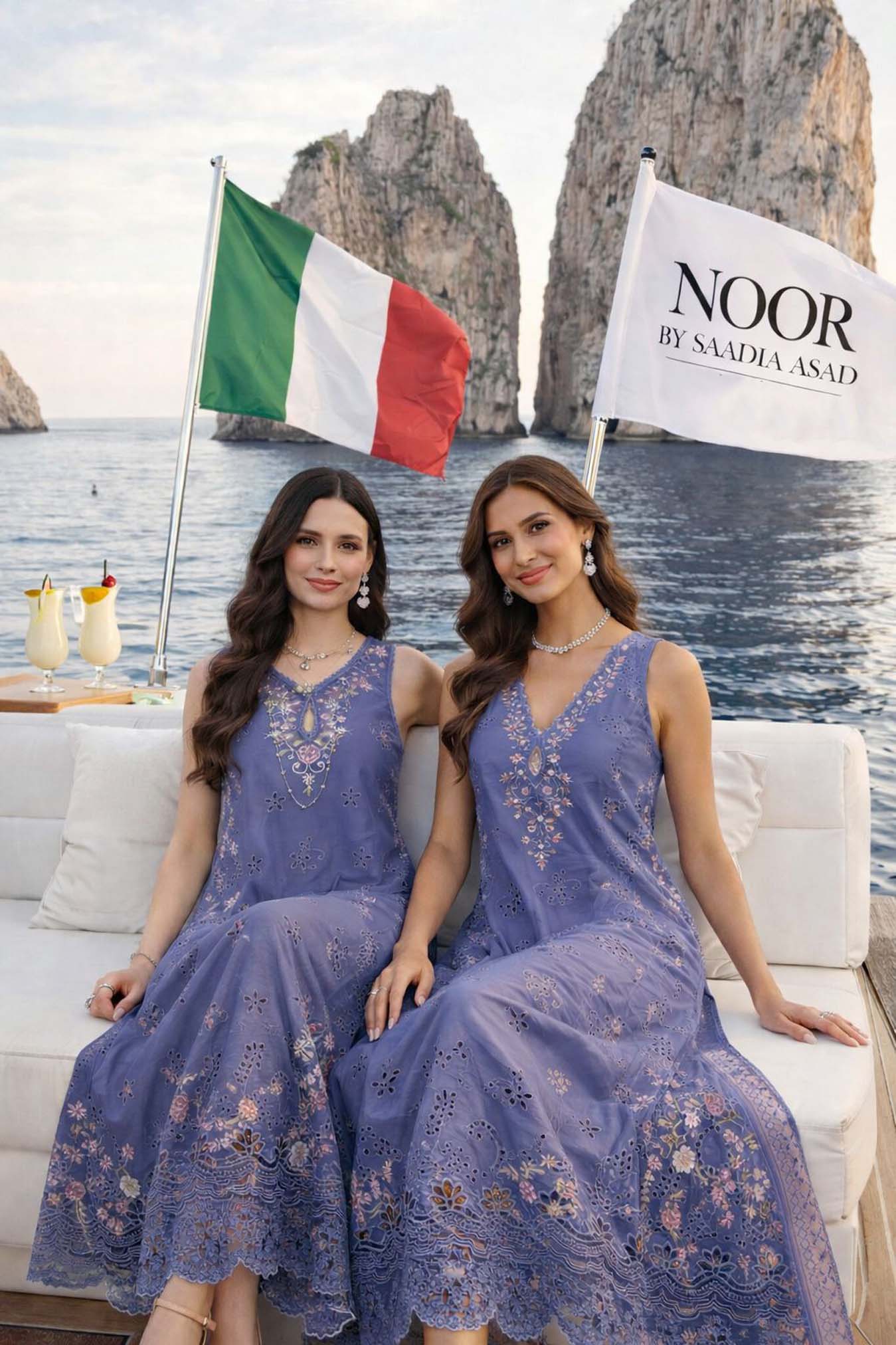 Noor by Saadia Asad | Luxury Eid Schiffli Laserkari 26 | D9 -Tropical indigo - Luxury Dress - available at Maria Faisal in UK and USA.