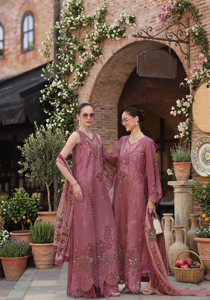 Noor by Saadia Asad | Luxury Eid Schiffli Laserkari 26 | D1 -Rose Allure - Luxury Dress - available at Maria Faisal in UK and USA.