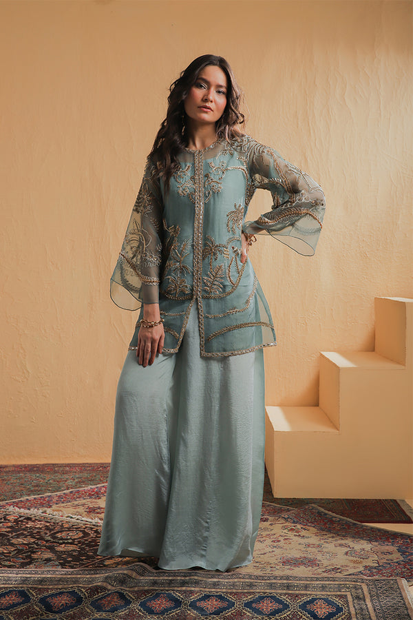 Shamaeel Ansari | Majestic Legacy | Sage Luxe - Bridal Dress - available at Maria Faisal in UK and USA.