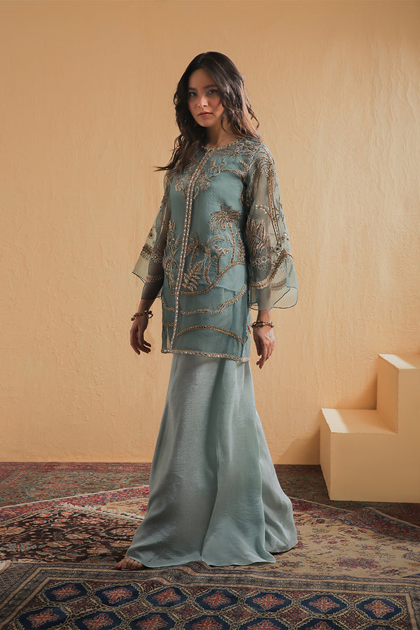 Shamaeel Ansari | Majestic Legacy | Sage Luxe - Bridal Dress - available at Maria Faisal in UK and USA.