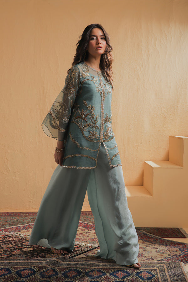 Shamaeel Ansari | Majestic Legacy | Sage Luxe - Bridal Dress - available at Maria Faisal in UK and USA.
