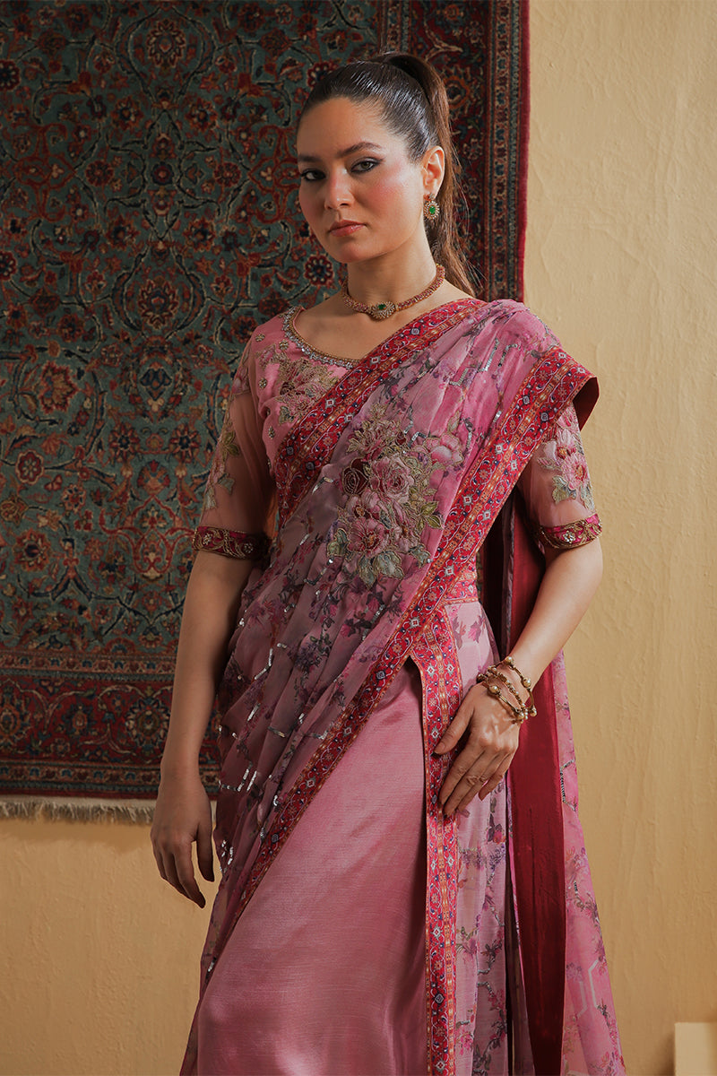 Shamaeel Ansari | Majestic Legacy | Rosewood Zari Fusion Saree - Bridal Dress - available at Maria Faisal in UK and USA.