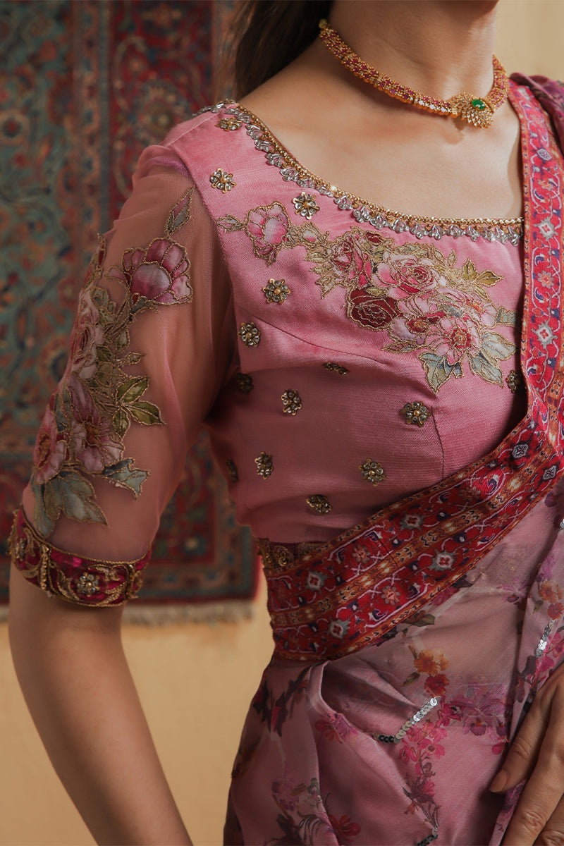 Shamaeel Ansari | Majestic Legacy | Rosewood Zari Fusion Saree - Bridal Dress - available at Maria Faisal in UK and USA.
