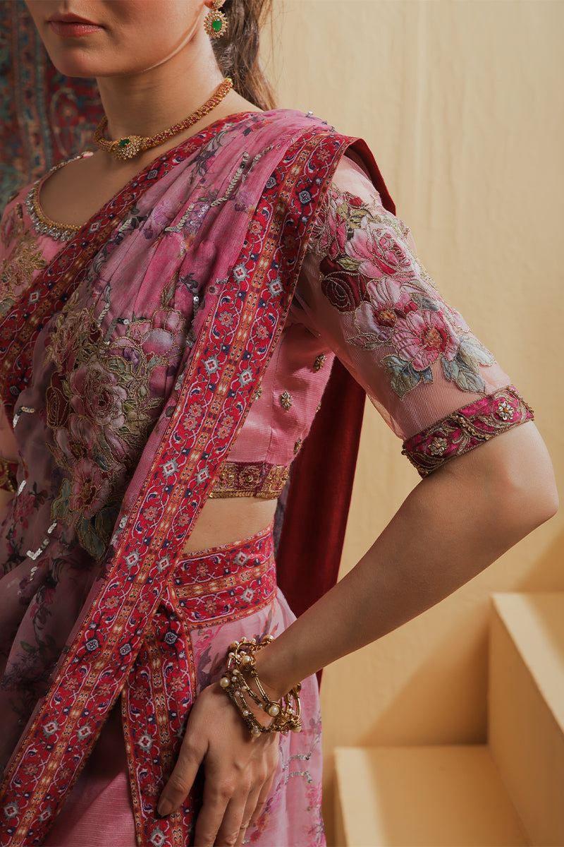 Shamaeel Ansari | Majestic Legacy | Rosewood Zari Fusion Saree - Bridal Dress - available at Maria Faisal in UK and USA.