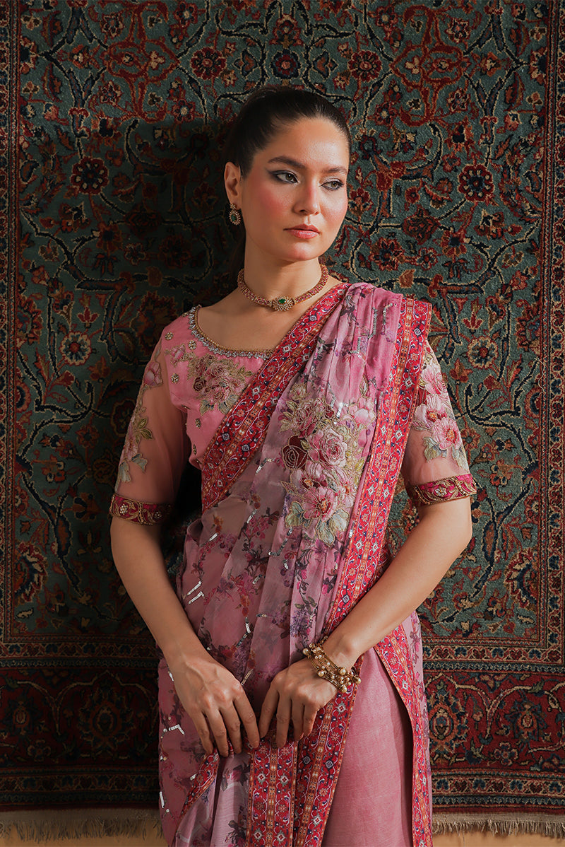 Shamaeel Ansari | Majestic Legacy | Rosewood Zari Fusion Saree - Bridal Dress - available at Maria Faisal in UK and USA.