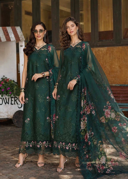 Noor by Saadia Asad | Luxury Eid Schiffli Laserkari 26 | D11 - Emerald Jewel - Luxury Dress - available at Maria Faisal in UK and USA.