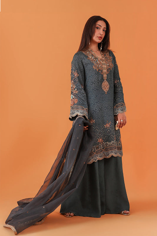 Shamaeel Ansari | Classic Luxe 26 | Imperial Teal - Luxury Dress - available at Maria Faisal in UK and USA.
