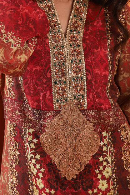 Shamaeel Ansari | Classic Luxe 26 | Scarlet - Luxury Dress - available at Maria Faisal in UK and USA.