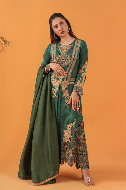 Shamaeel Ansari | Classic Luxe 26 | Emerald - Luxury Dress - available at Maria Faisal in UK and USA.