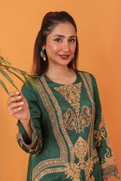 Shamaeel Ansari | Classic Luxe 26 | Emerald - Luxury Dress - available at Maria Faisal in UK and USA.