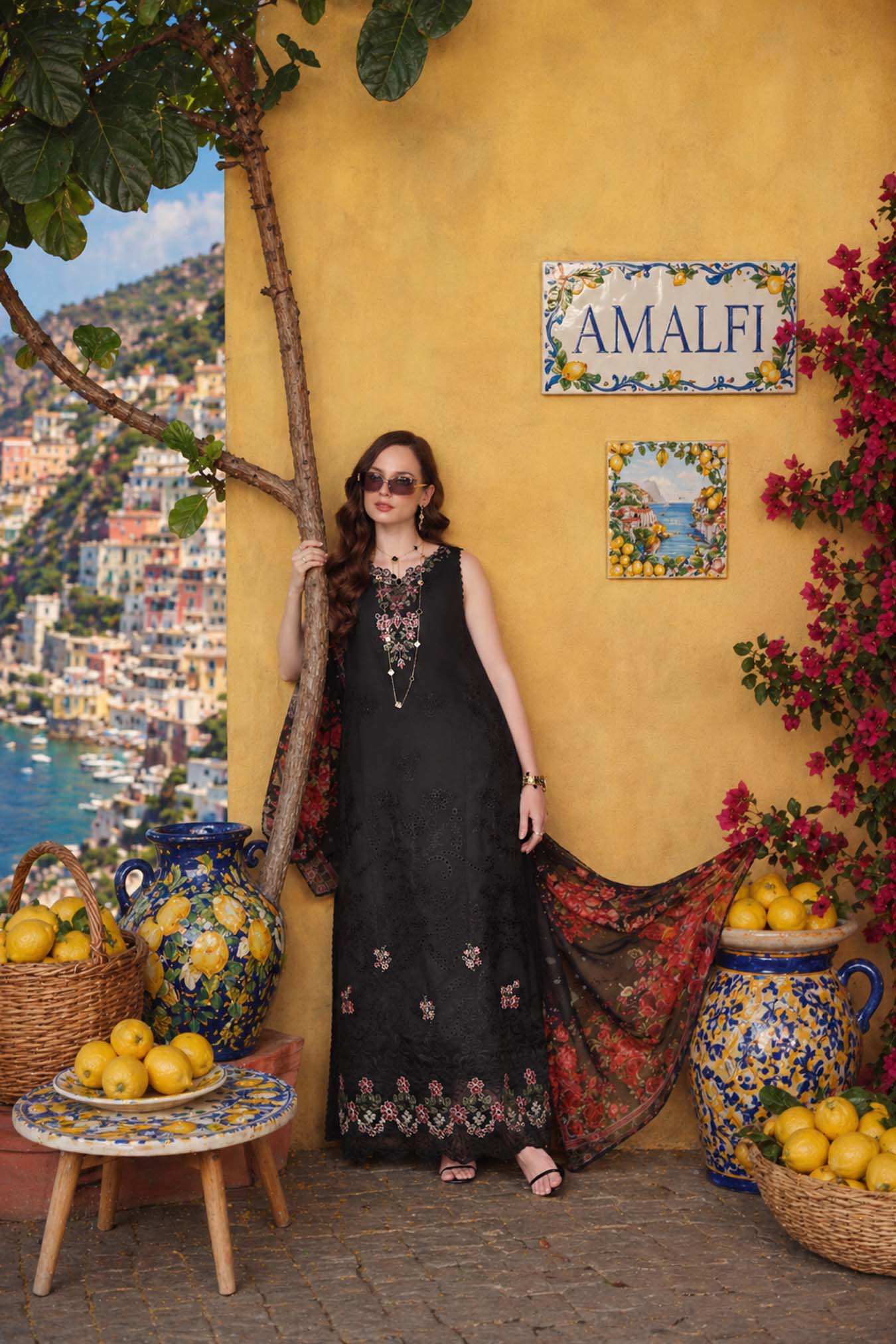 Noor by Saadia Asad | Luxury Eid Schiffli Laserkari 26 | D5 - Raven Black - Luxury Dress - available at Maria Faisal in UK and USA.