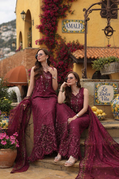 Noor by Saadia Asad | Luxury Eid Schiffli Laserkari 26 | D8 -Rasberry love - Luxury Dress - available at Maria Faisal in UK and USA.