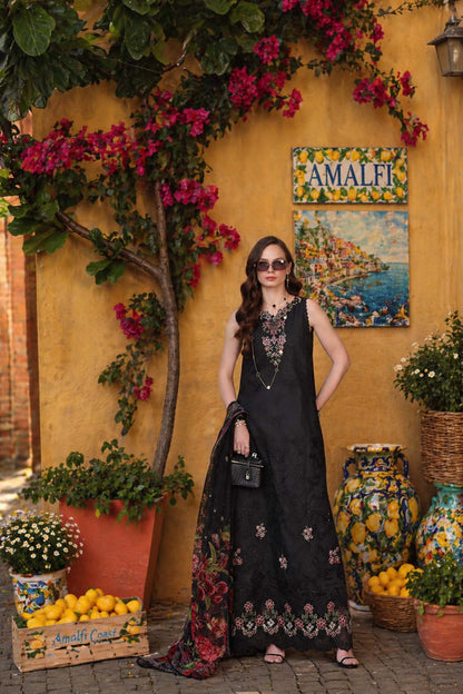 Noor by Saadia Asad | Luxury Eid Schiffli Laserkari 26 | D5 - Raven Black - Luxury Dress - available at Maria Faisal in UK and USA.