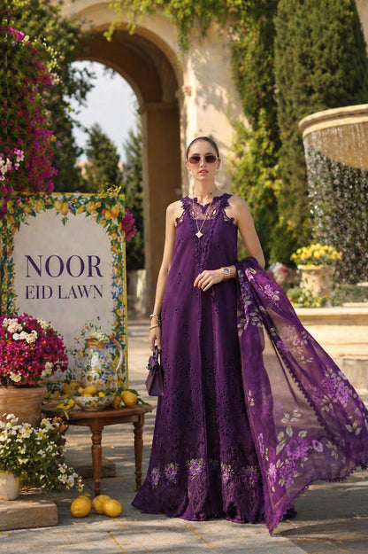 Noor by Saadia Asad | Luxury Eid Schiffli Laserkari 26 | D2 -Amalfi Amethyst - Luxury Dress - available at Maria Faisal in UK and USA.