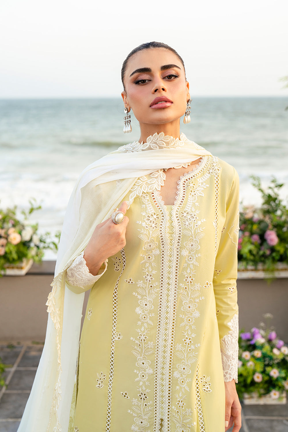Azure | Luxury Lawn 26 | Imperial Saffron - Luxury Dress - available at Maria Faisal in UK and USA.