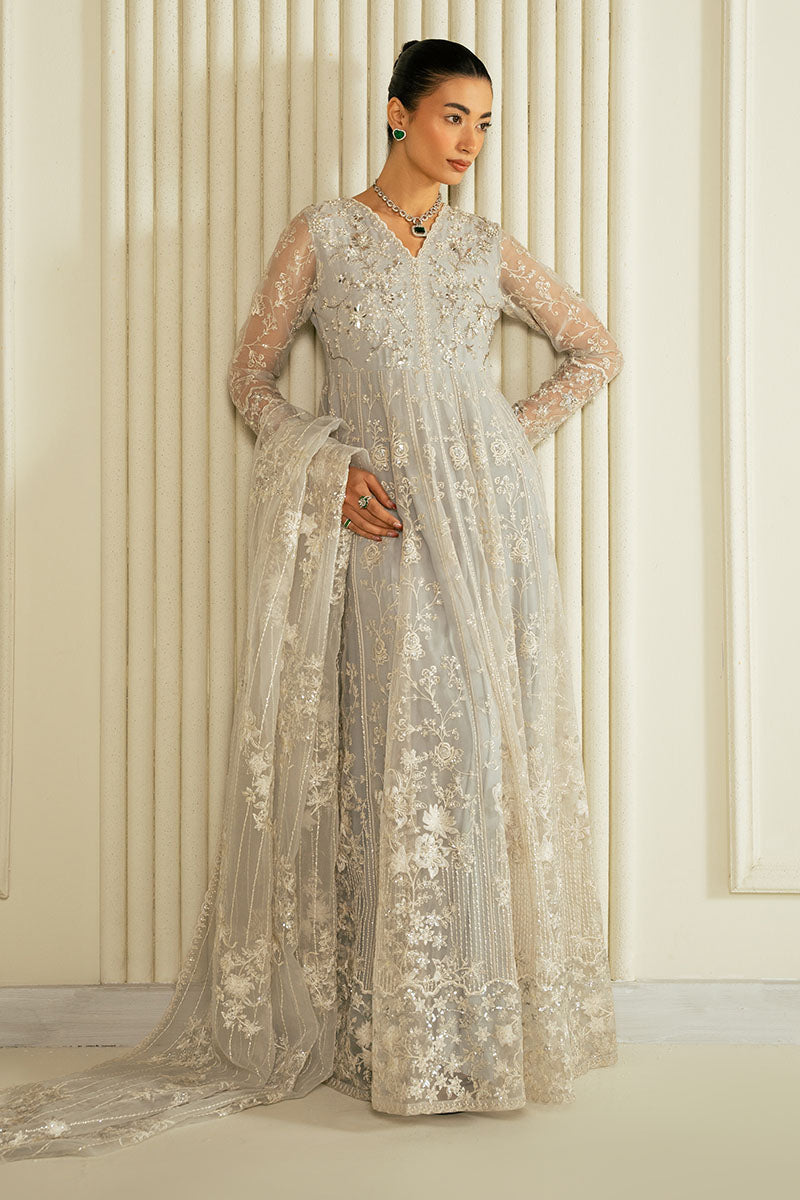 Cross Stitch | FW-24 RTW WEDDING EDIT-2 | WHISPERING BLUE - Wedding Dress - available at Maria Faisal in UK and USA.
