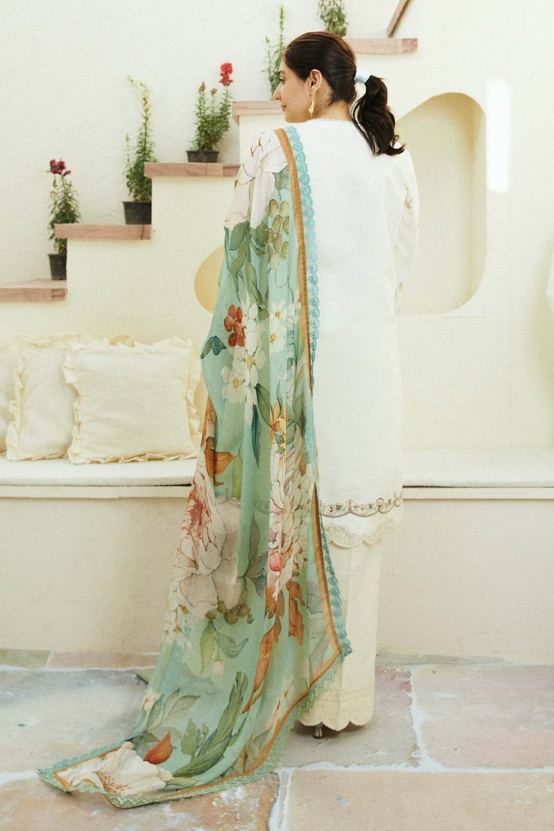 Zara Shahjahan | Coco Lawn Eid Edit 24 | IVORY-D10 - Waniyas