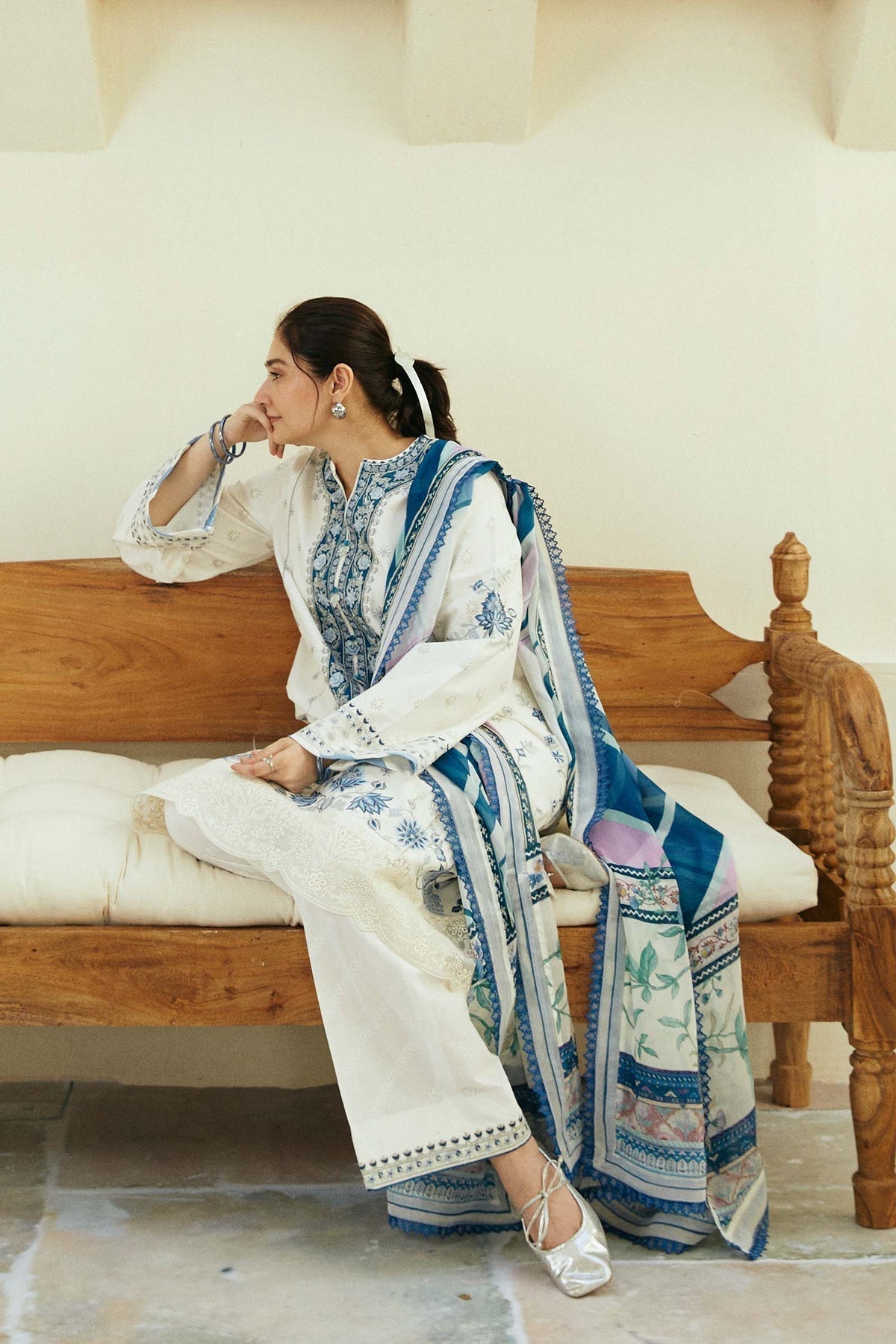 Zara Shahjahan | Coco Lawn Eid Edit 24 | IVORY-D4 - Waniyas