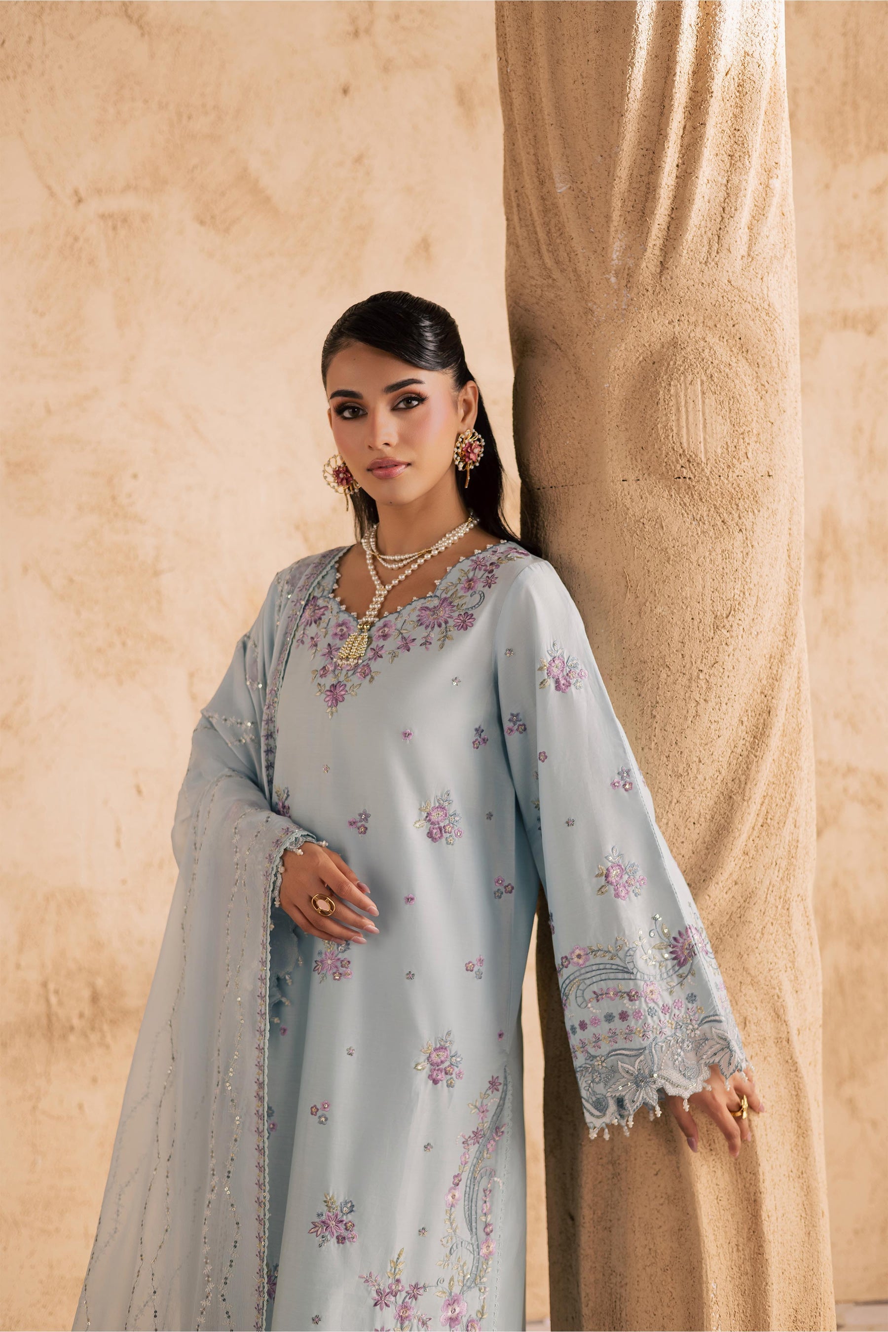 Batik | Festive Eid 26 | Ice - Luxury Dress - available at Maria Faisal in UK and USA.