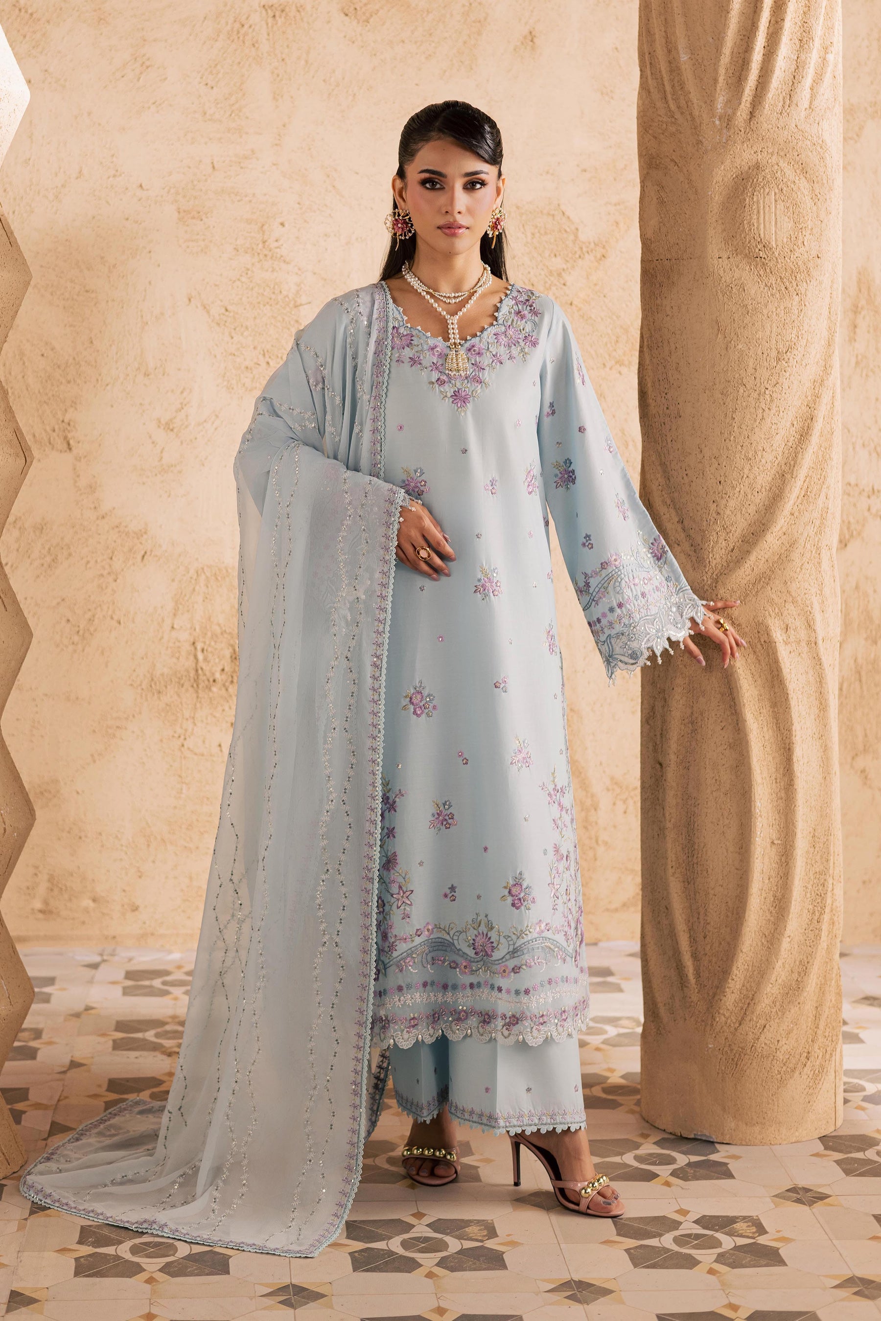 Batik | Festive Eid 26 | Ice - Luxury Dress - available at Maria Faisal in UK and USA.