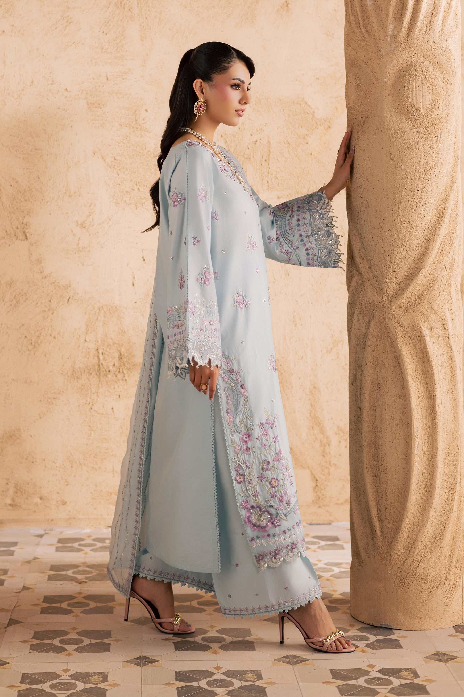 Batik | Festive Eid 26 | Ice - Luxury Dress - available at Maria Faisal in UK and USA.