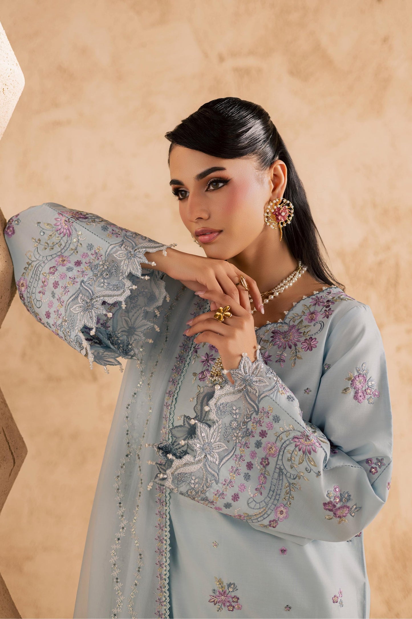 Batik | Festive Eid 26 | Ice - Luxury Dress - available at Maria Faisal in UK and USA.