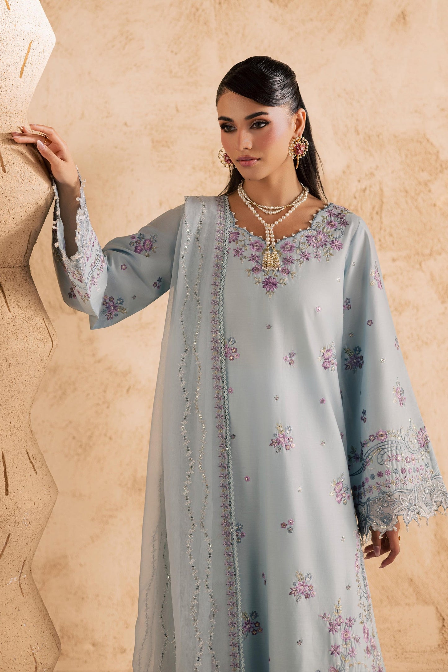 Batik | Festive Eid 26 | Ice - Luxury Dress - available at Maria Faisal in UK and USA.