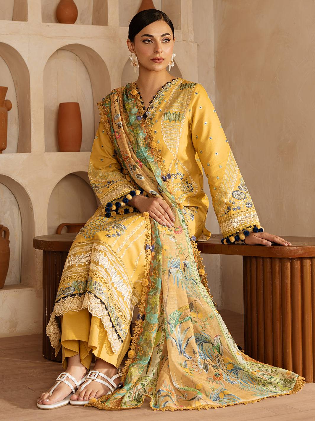 Mahnur | Florence Luxury Lawn 25 | ILENA by Maria Faisal - Registered Vendor of : Mahnur - type : Ladies Clothes - 100% original wedding dresses