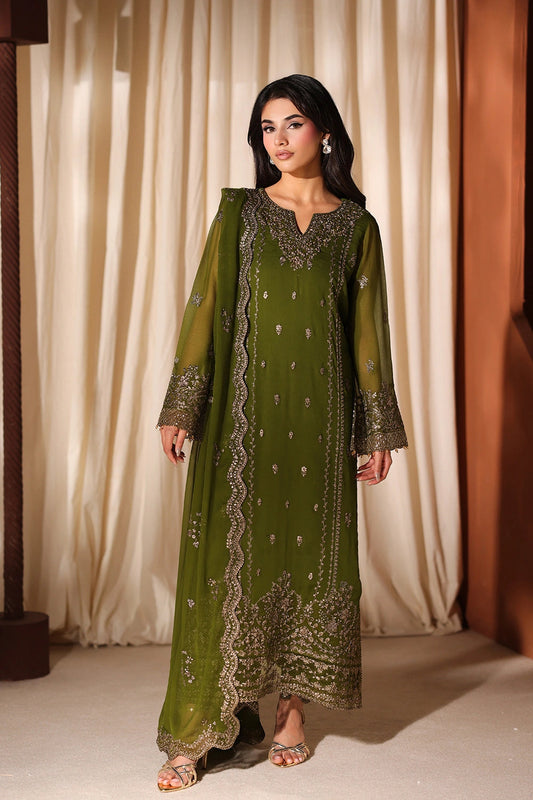 Azure | Azure Luxe | Imperial Olive - Luxury Dress - available at Maria Faisal in UK and USA.