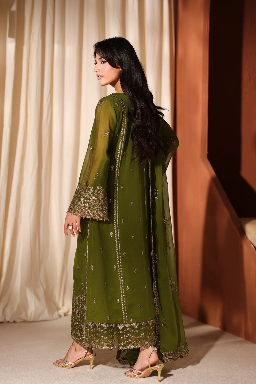 Azure | Azure Luxe | Imperial Olive - Luxury Dress - available at Maria Faisal in UK and USA.