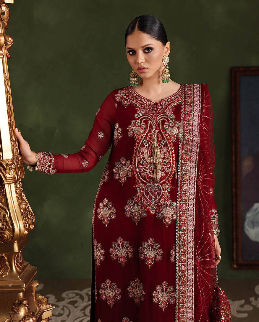 Roheenaz | Royale Eternel Chiffon Edit | Imperial Grace - Formal Dress - available at Maria Faisal in UK and USA.