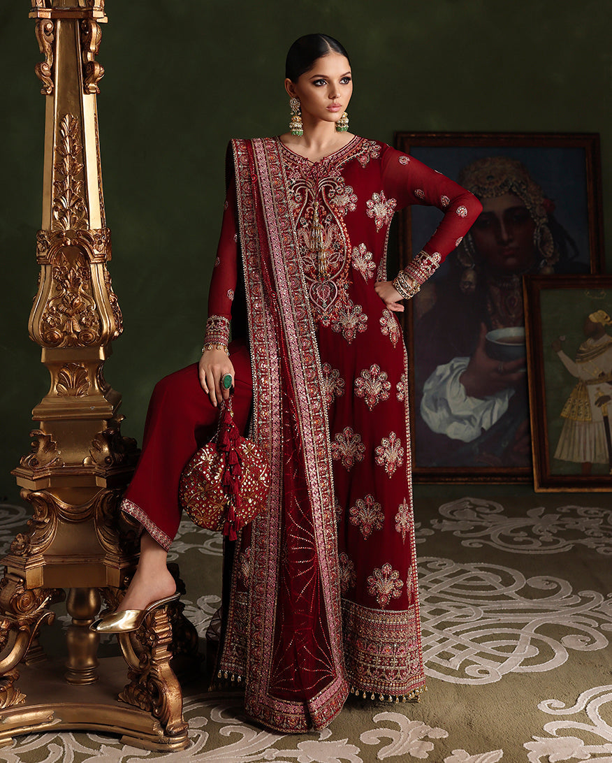 Roheenaz | Royale Eternel Chiffon Edit | Imperial Grace - Formal Dress - available at Maria Faisal in UK and USA.