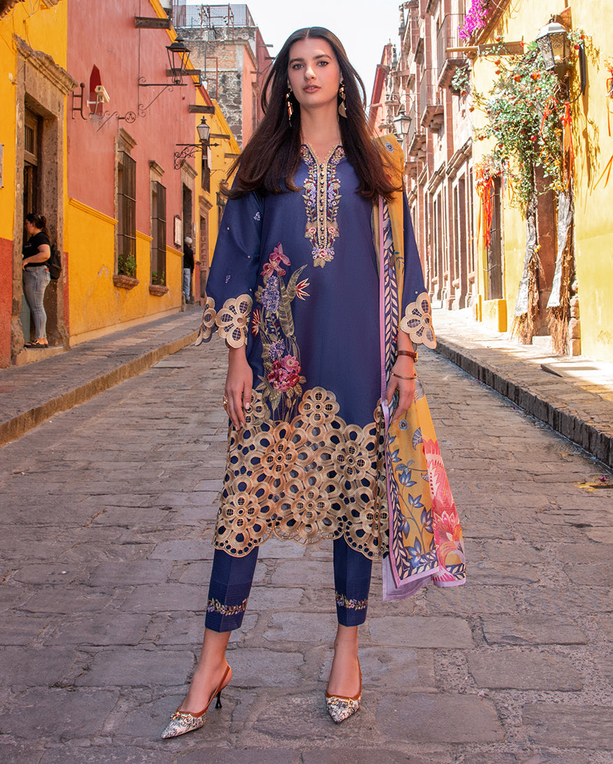 Mushq | Odyssey Lawn 26 | Ines - Luxury Dress - available at Maria Faisal in UK and USA.