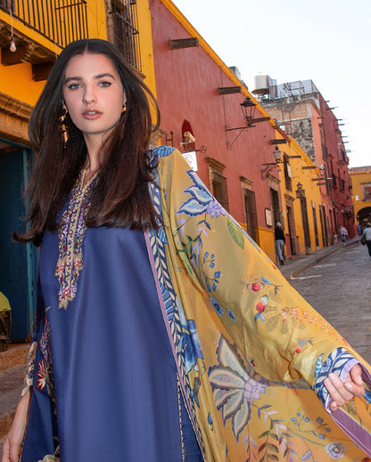 Mushq | Odyssey Lawn 26 | Ines - Luxury Dress - available at Maria Faisal in UK and USA.