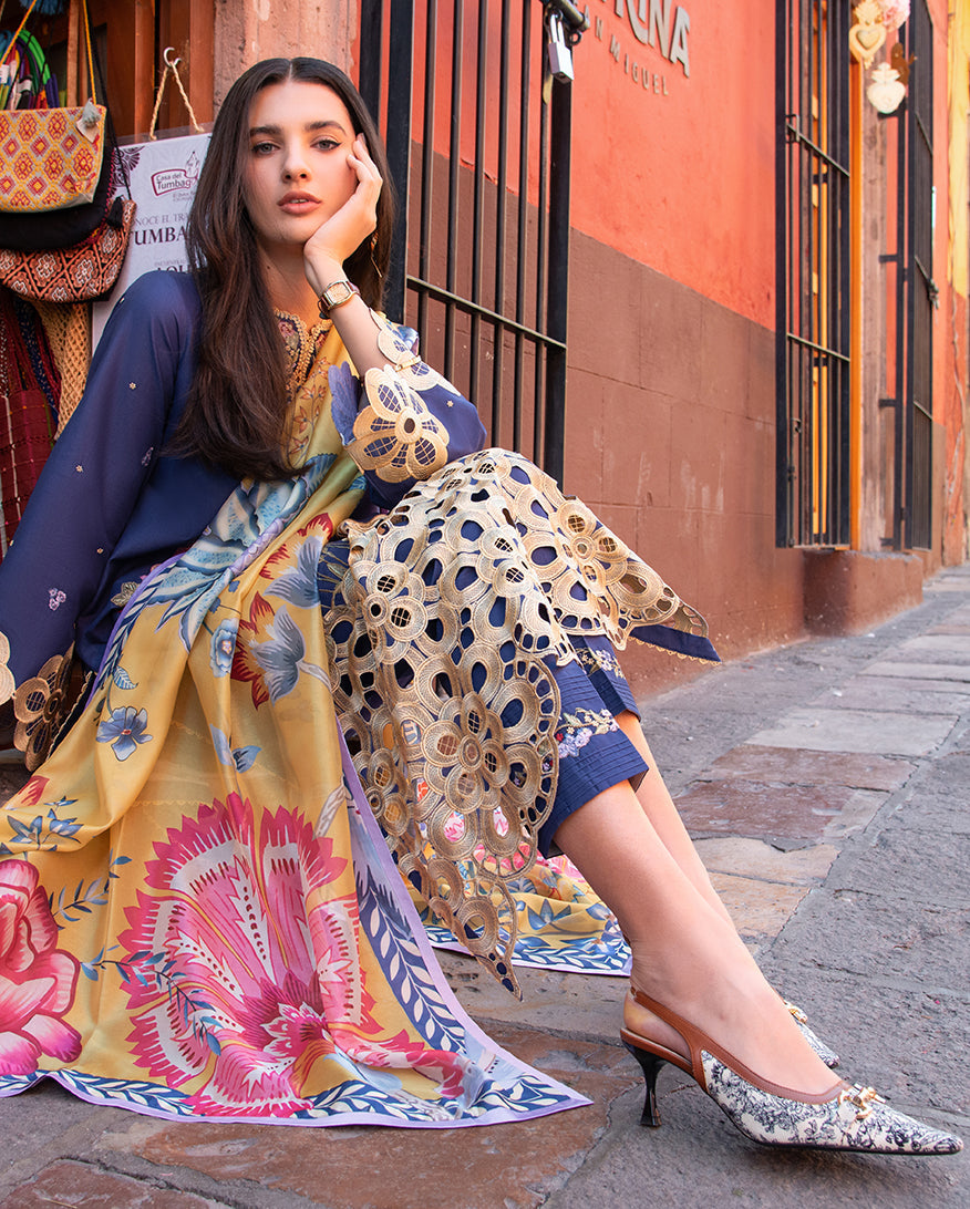 Mushq | Odyssey Lawn 26 | Ines - Luxury Dress - available at Maria Faisal in UK and USA.
