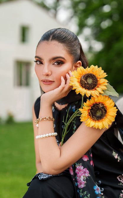 Asifa and Nabeel | Eden Cambric 25 | Ink Blossom ECU25-02 - Ladies Clothes - Maria Faisal