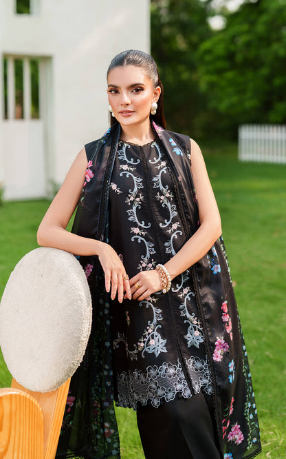 Asifa and Nabeel | Eden Cambric 25 | Ink Blossom ECU25-02 - Ladies Clothes - Maria Faisal