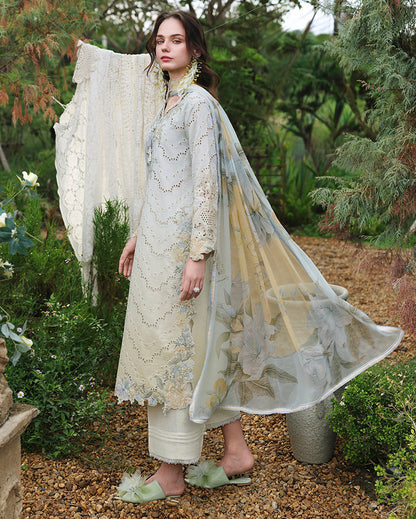 Mushq | The Secret Garden Lawn | Ivory Botanica - Luxury Dress - available at Maria Faisal in UK and USA.