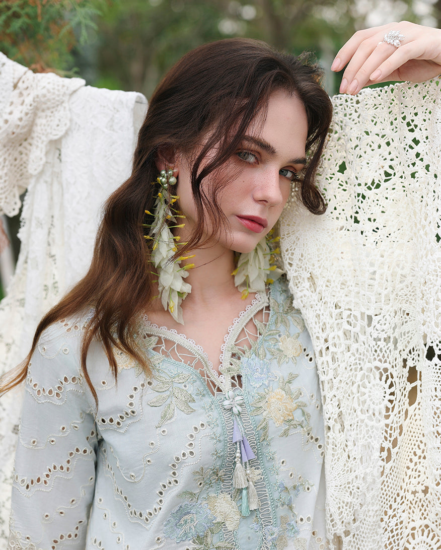 Mushq | The Secret Garden Lawn | Ivory Botanica - Luxury Dress - available at Maria Faisal in UK and USA.