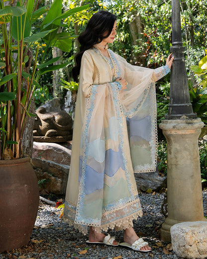 Mushq | La Toscana Casual Pret | Ivory Riviera - Luxury Dress - available at Maria Faisal in UK and USA.