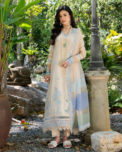 Mushq | La Toscana Casual Pret | Ivory Riviera - Luxury Dress - available at Maria Faisal in UK and USA.