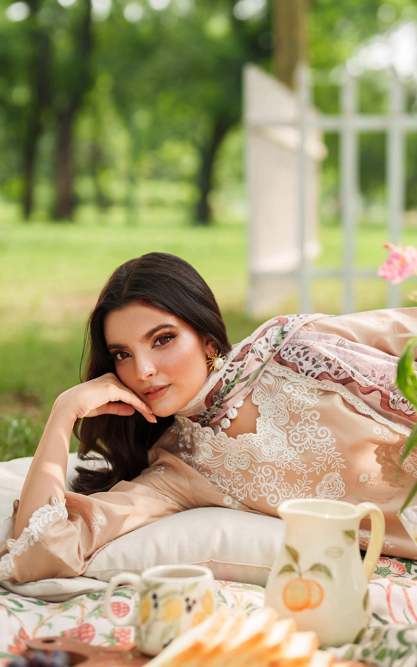 Asifa and Nabeel | Eden Cambric 25 | Ivory Haze ECU25-03 - Ladies Clothes - Maria Faisal